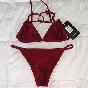 FashionNova itty bitty bikini set in red